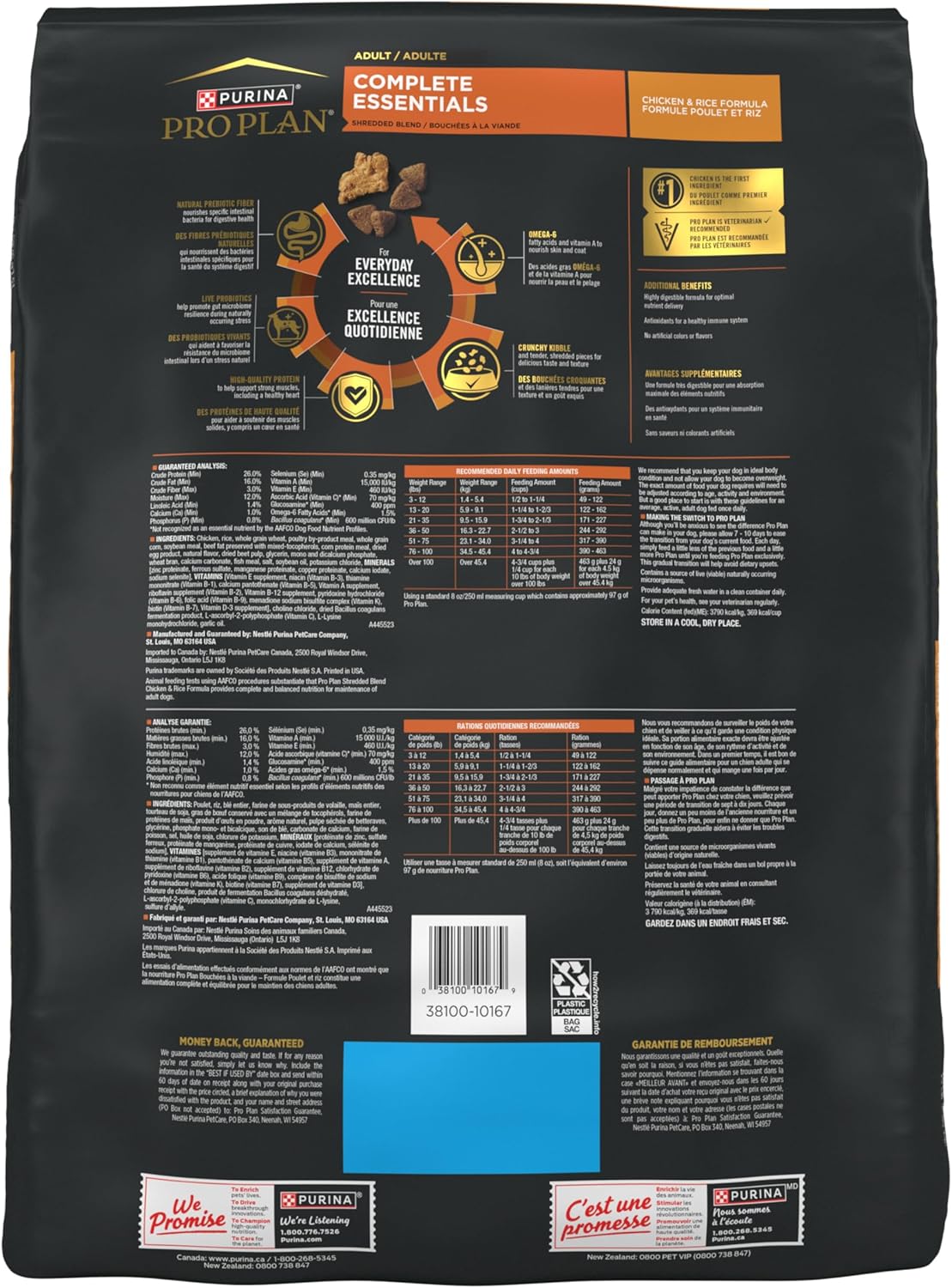 Purina Pro Plan Complete Essentials Shredded Blend Chicken and Rice Dog Food Dry Formula with Probiotics for Dogs - 15 lb.1