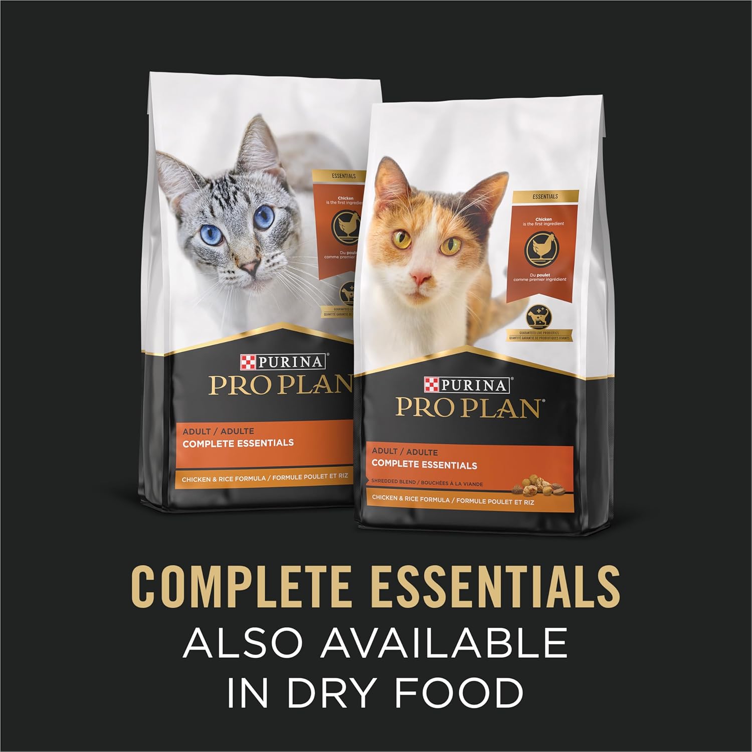 Purina Pro Plan Gravy, High Protein Wet Cat Food Variety Pack, Complete Essentials Chicken and Turkey Favorites - (2 Packs of 12) 3 oz. Cans6
