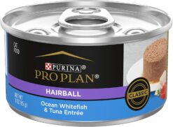 Purina Pro Plan Hairball Control Cat Food Wet Pate, Hairball Ocean Whitefish and Tuna Entree - (Pack of 24) 3 oz. Cans