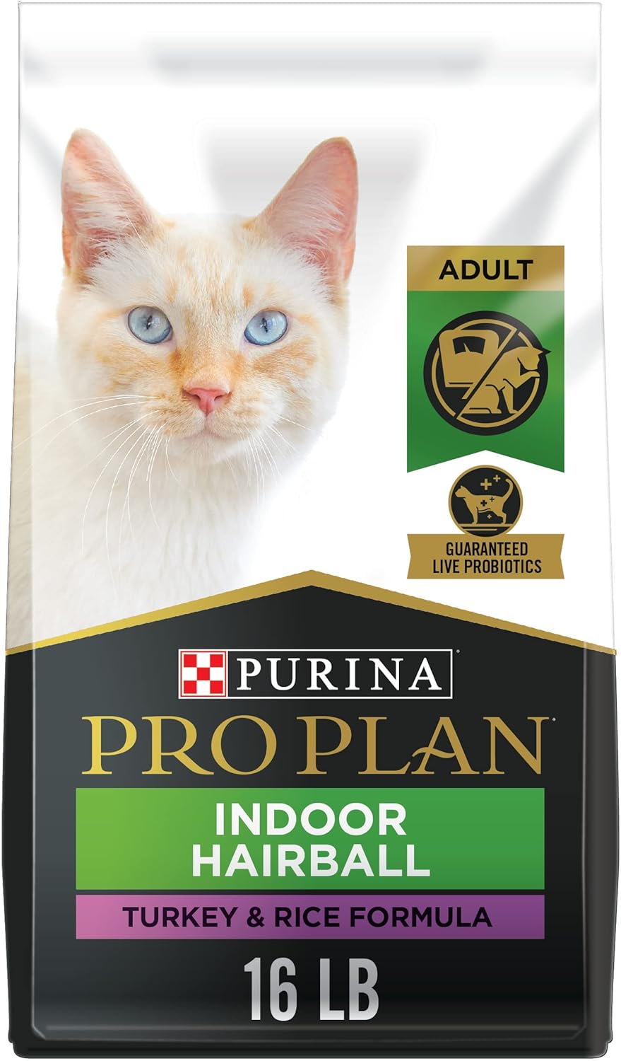 Purina Pro Plan Hairball Management, Indoor Cat Food, Turkey and Rice Formula - 16 lb. Bag Purina Pro Plan Hairball Management, Indoor Cat Food, Turkey and Rice Formula - 16 lb. Bag