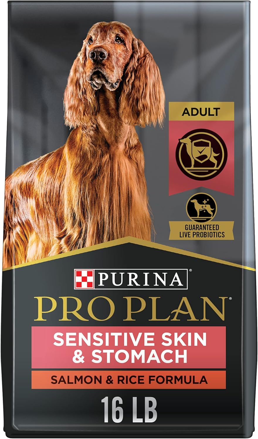 Purina Pro Plan Sensitive Skin and Stomach Dog Food Dry, Adult Salmon & Rice Formula, Digestive Health - 16 lb. Bag Purina Pro Plan Sensitive Skin and Stomach Dog Food Dry, Adult Salmon & Rice Formula, Digestive Health - 16 lb. Bag