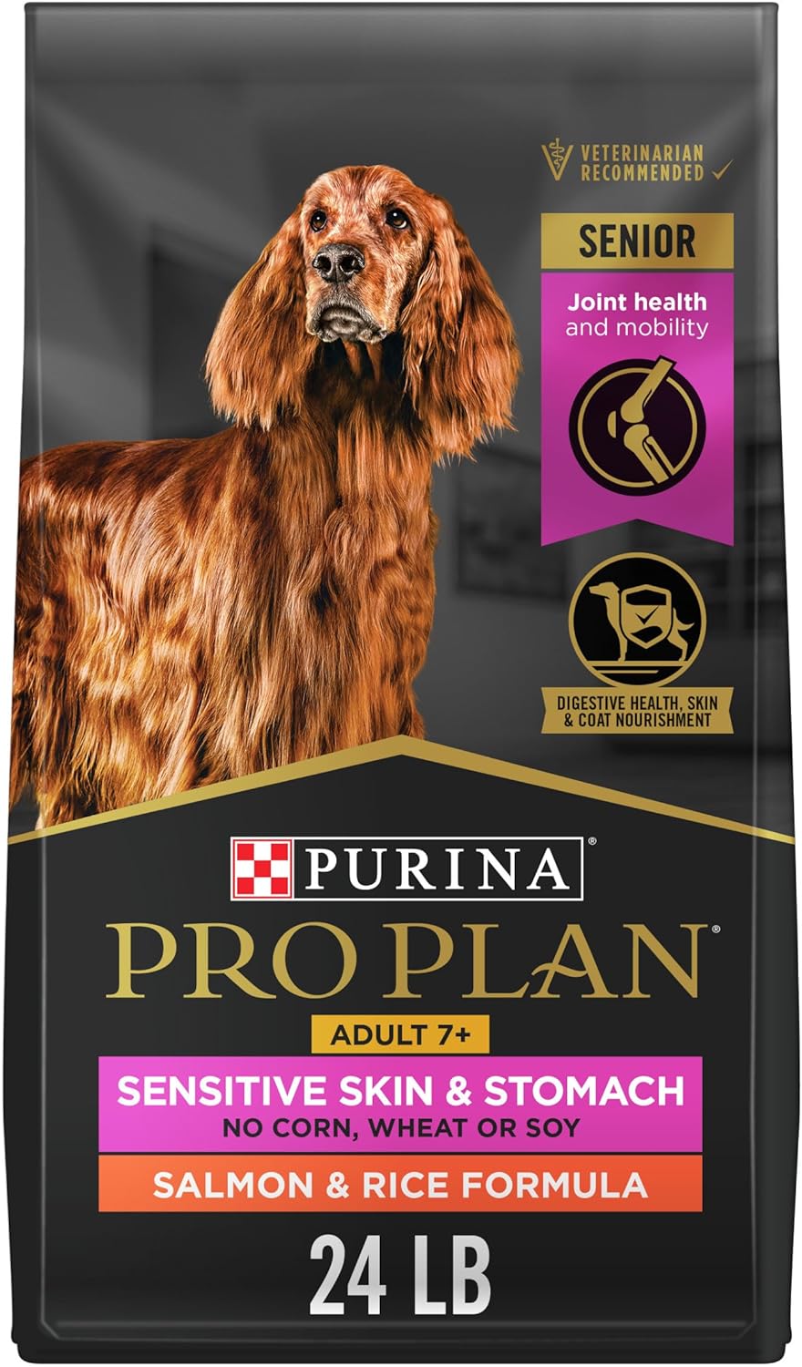 Purina Pro Plan Sensitive Skin and Stomach Dry Dog Food Senior Adult 7 Plus Salmon and Rice Formula - 24 lb. Bag Purina Pro Plan Sensitive Skin and Stomach Dry Dog Food Senior Adult 7 Plus Salmon and Rice Formula - 24 lb. Bag