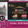 Purina Pro Plan Vital Systems Chicken and Salmon Entree Wet Kitten Food Variety Pack 4-in-1 Muscles, Brain, Immune and Bone - (Pack of 24) 3 oz. Cans