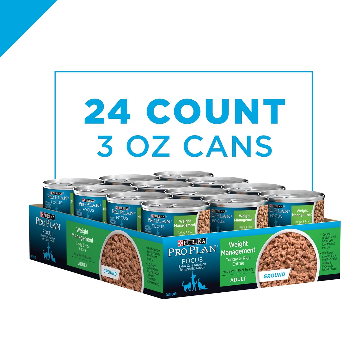 Purina Pro Plan Weight Control Pate Wet Cat Food, SPECIALIZED Weight Management Turkey & Rice Entree - (Pack of 24) 3 oz. Pull-Top Cans2
