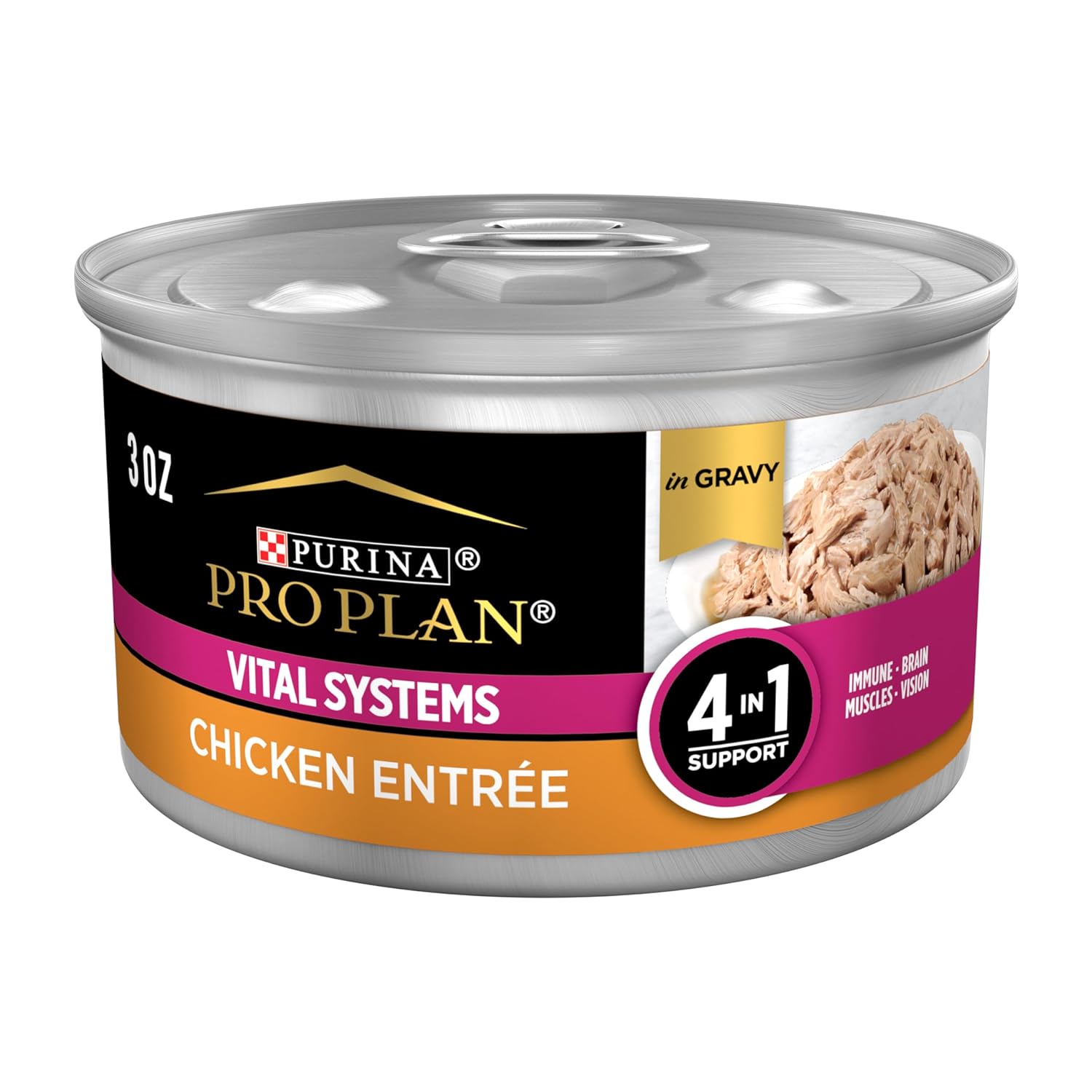 Purina Pro Plan Wet Cat Food Vital Systems Chicken Entree in Wet Cat Food Gravy 4-in-1 Immune, Brain, Muscle and Vision - (Pack of 24) 3 oz. Cans Purina Pro Plan Wet Cat Food Vital Systems Chicken Entree in Wet Cat Food Gravy 4-in-1 Immune, Brain, Muscle and Vision - (Pack of 24) 3 oz. Cans