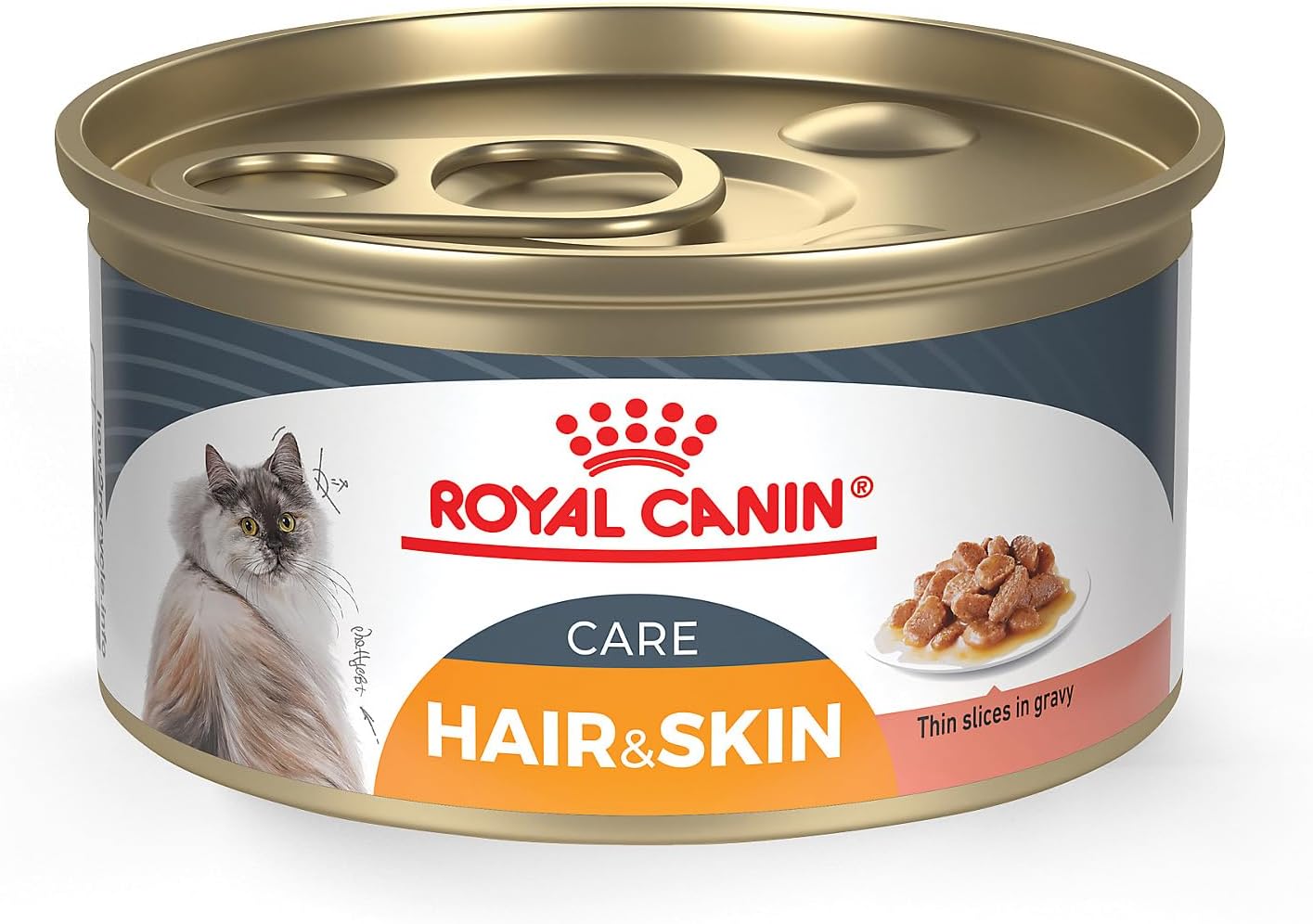 Royal Canin Feline Care Nutrition Hair & Skin Care Thin Slices in Gravy Canned Cat Food, 3 Ounce (Pack of 24) Royal Canin Feline Care Nutrition Hair & Skin Care Thin Slices in Gravy Canned Cat Food, 3 Ounce (Pack of 24)