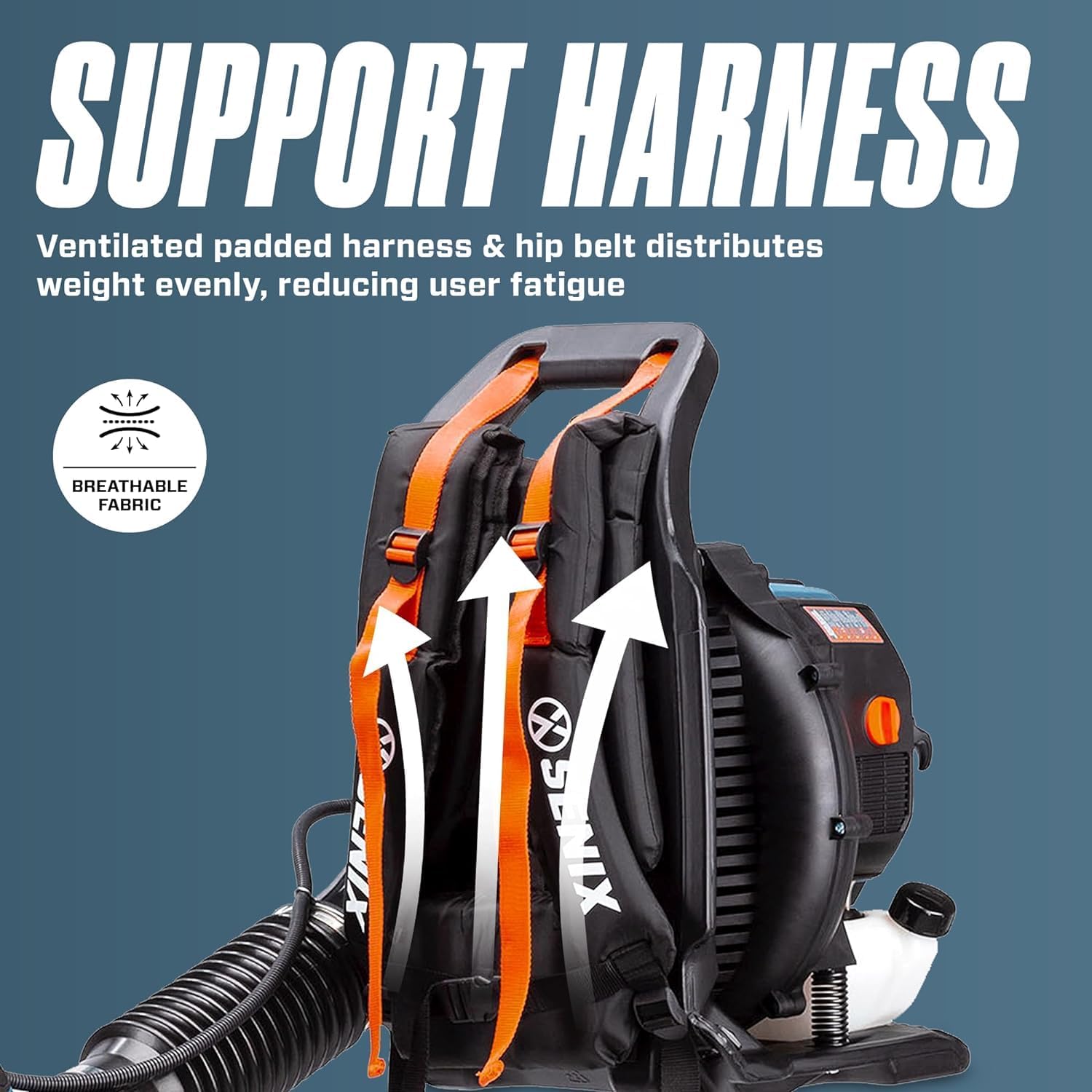 SENIX 4QL 49 cc 4-Cycle Backpack Gas Leaf Blower, Up to 600 CFM and 200 MPH, Variable Speed, Cruise Control, 18N Blowing Force (BLB4QL-M)0