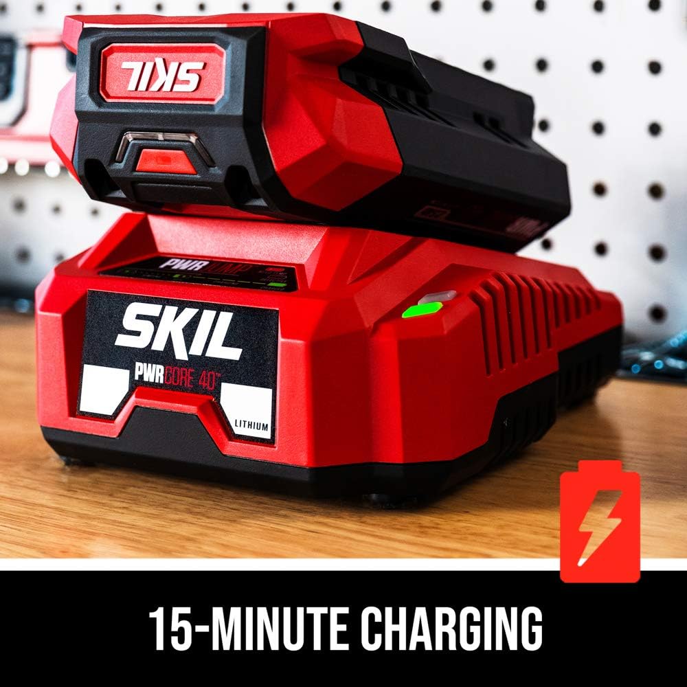 SKIL PWR CORE 40 Brushless 40V 530 CFM Cordless Leaf Blower Kit, Variable Speed with Power Boost, Includes 2.5Ah Battery and Auto PWR Jump Charger- BL4713C-117