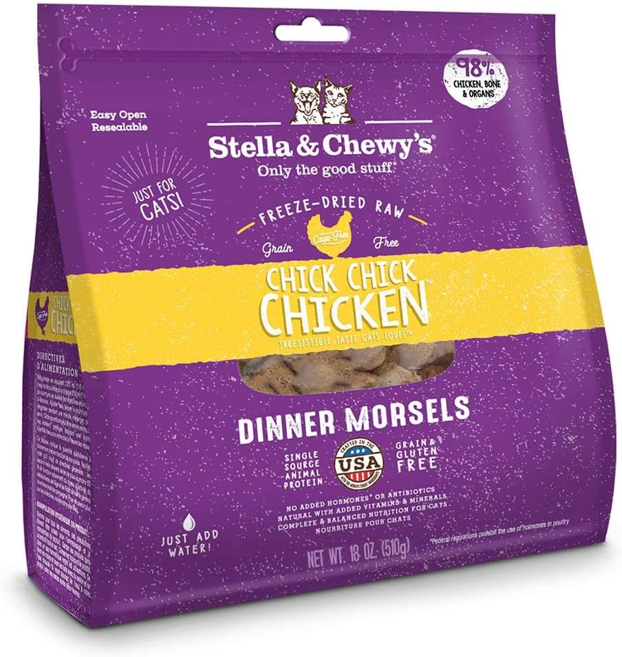 Stella & Chewy’s Freeze-Dried Raw Cat Dinner Morsels – Grain Free, Protein Rich Cat & Kitten Food – Chick Chick Chicken Recipe – 18 oz Bag Stella & Chewy’s Freeze-Dried Raw Cat Dinner Morsels – Grain Free, Protein Rich Cat & Kitten Food – Chick Chick Chicken Recipe – 18 oz Bag