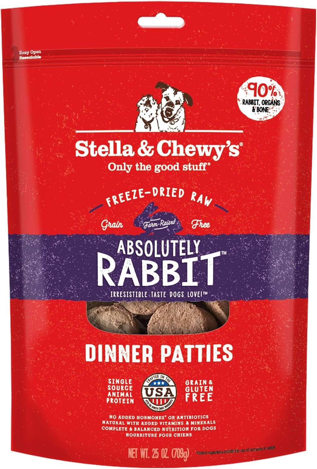 Stella & Chewy's Freeze Dried Raw Dinner Patties – Grain Free Dog Food, Protein Rich Absolutely Rabbit Recipe – 25 oz Bag Stella & Chewy's Freeze Dried Raw Dinner Patties – Grain Free Dog Food, Protein Rich Absolutely Rabbit Recipe – 25 oz Bag