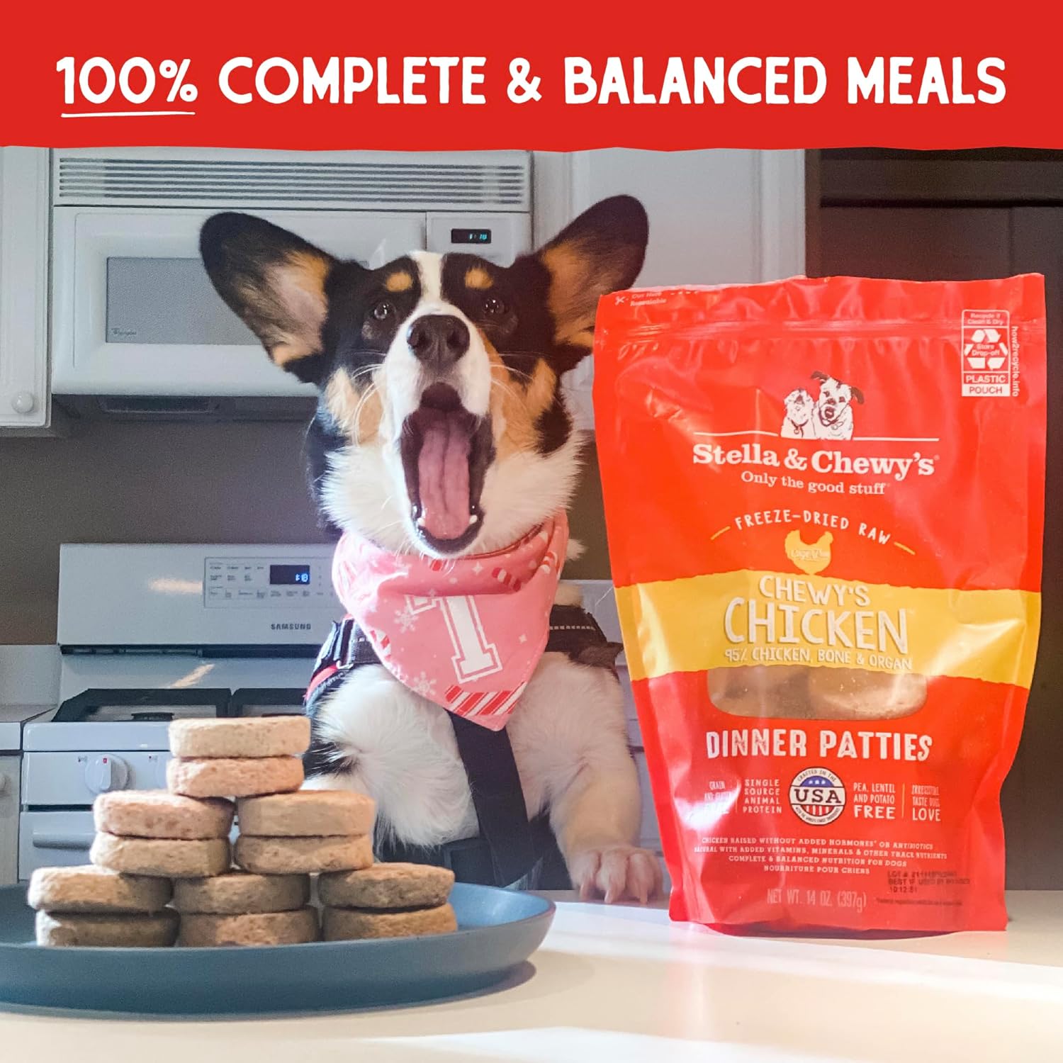 Stella & Chewy's Freeze Dried Raw Dinner Patties – Grain Free Dog Food, Protein Rich Chewy’s Chicken Recipe – 25 oz Bag12