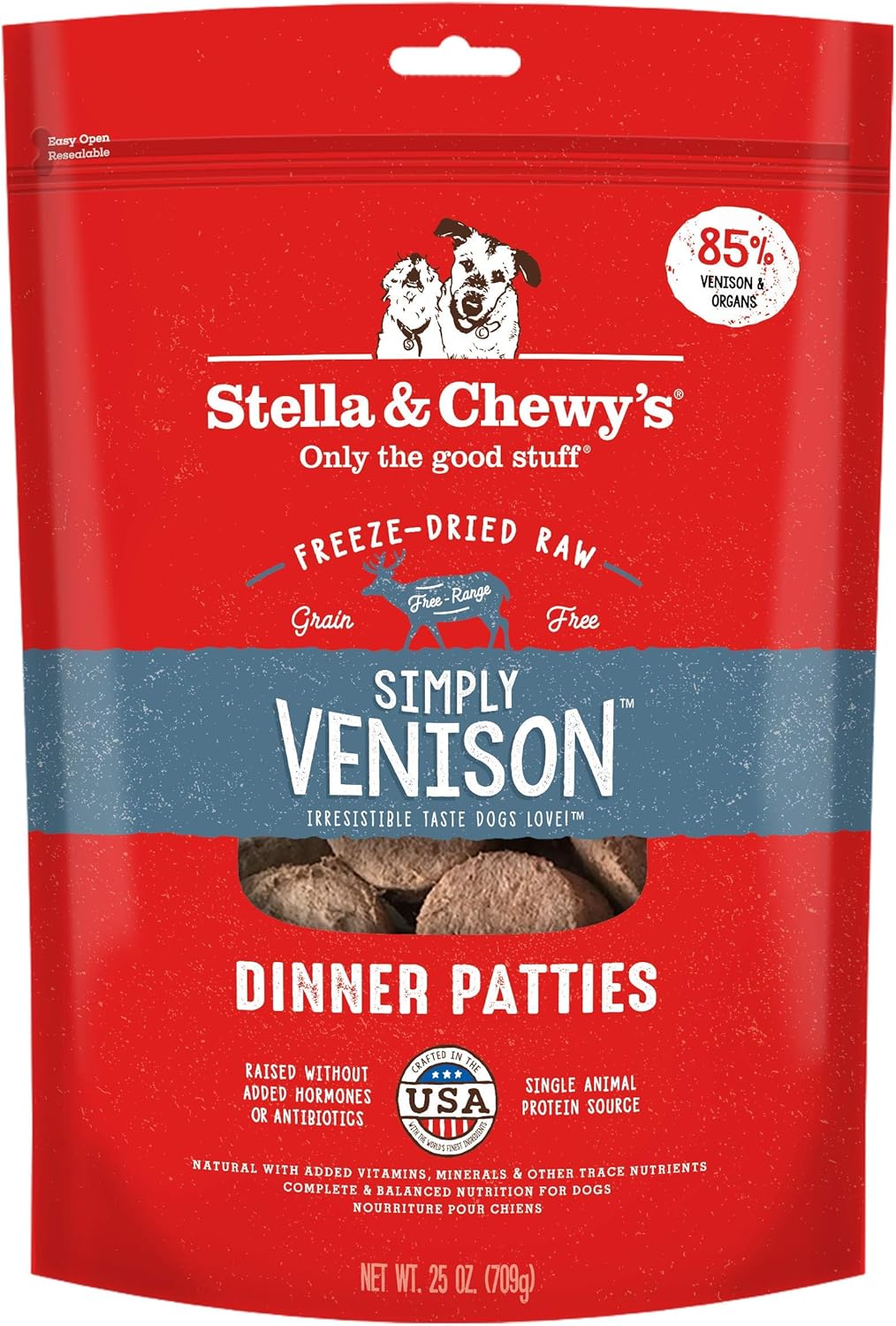 Stella & Chewy's Freeze Dried Raw Dinner Patties – Grain Free Dog Food, Protein Rich Simply Venison Recipe – 25 oz Bag Stella & Chewy's Freeze Dried Raw Dinner Patties – Grain Free Dog Food, Protein Rich Simply Venison Recipe – 25 oz Bag