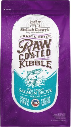 Stella & Chewy's Raw Coated Premium Kibble Cat Food – Grain Free, Protein Rich Meals – Wild Caught Salmon Recipe – 10 lb. Bag