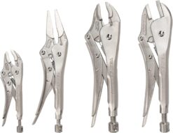 TEKTON Locking Pliers Set, 4-Piece (Straight Jaw, Curved Jaw, Long Nose) | PLK99902