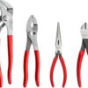 TEKTON Pliers Set, 4-Piece (Groove Joint, Slip Joint, Long Nose, Diagonal Cutting) | PLR99022