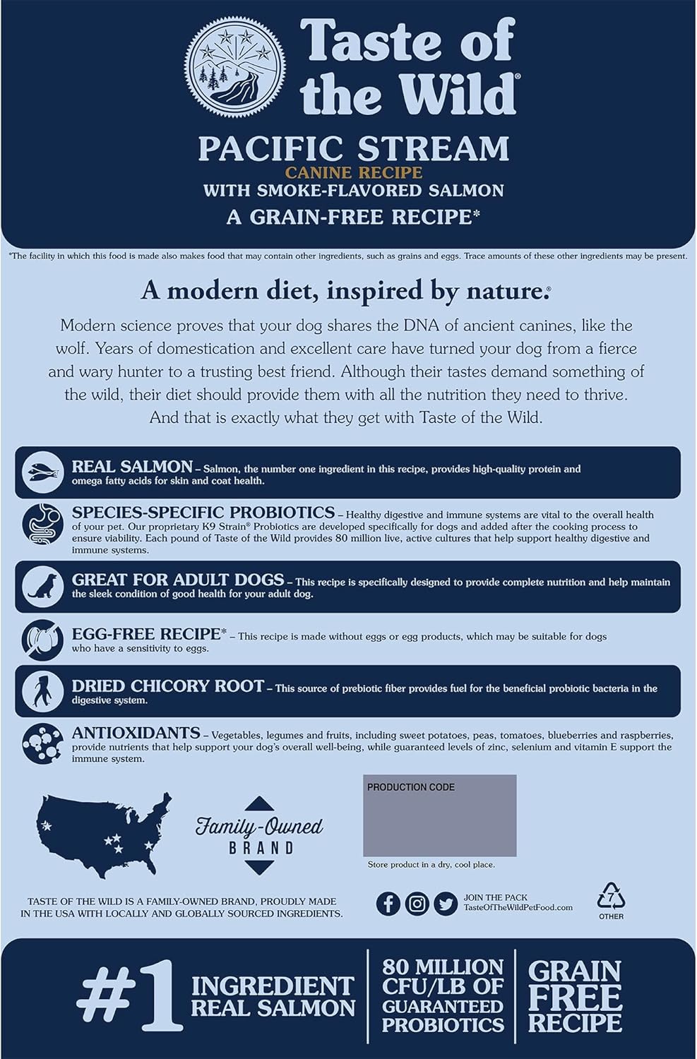Taste of the Wild Pacific Stream Grain-Free Dry Dog Food with Smoke-Flavored Salmon 28lb`