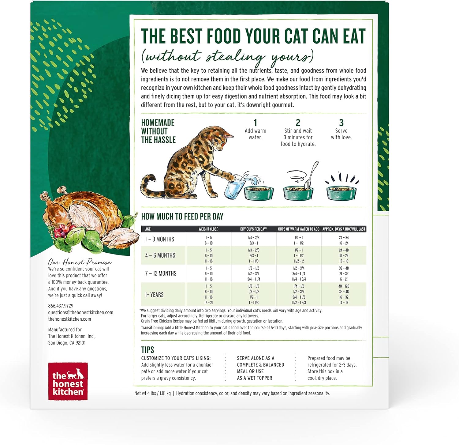 The Honest Kitchen Dehydrated Grain Free Chicken Cat Food 4 Pound (Pack of 1)1