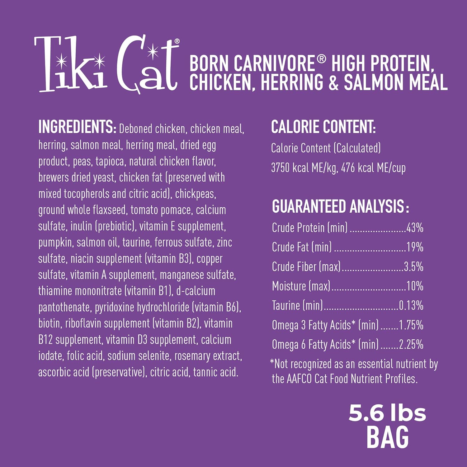 Tiki Cat Born Carnivore High Protein, Chicken, Herring & Salmon Meal, Grain-Free Baked Kibble to Maximize Nutrients, Dry Cat Food, 5.6 lbs. Bag3