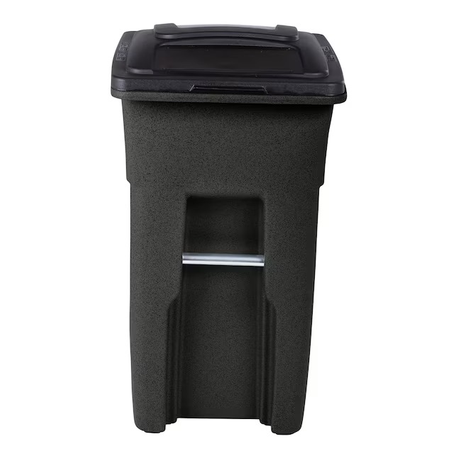 Toter 32-Gallon Blackstone Plastic Wheeled Indoor Outdoor Hinged Lid Trash Can ANA32-107670_11zon