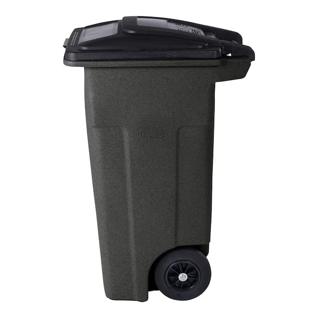 Toter 32-Gallon Blackstone Plastic Wheeled Indoor Outdoor Hinged Lid Trash Can ANA32-107676_11zon