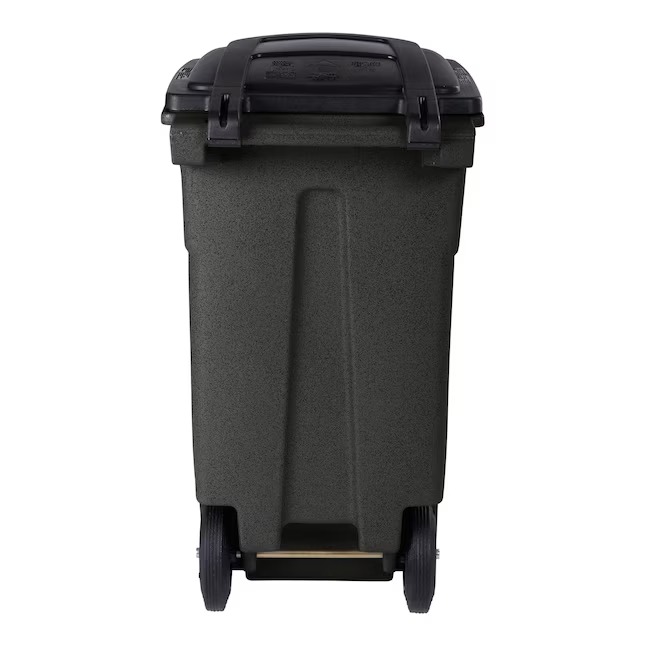 Toter 32-Gallon Blackstone Plastic Wheeled Indoor Outdoor Hinged Lid Trash Can ANA32-107678_11zon