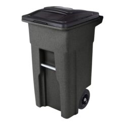 Toter 32-Gallon Blackstone Plastic Wheeled Indoor/Outdoor Hinged Lid Trash Can | ANA32-10767