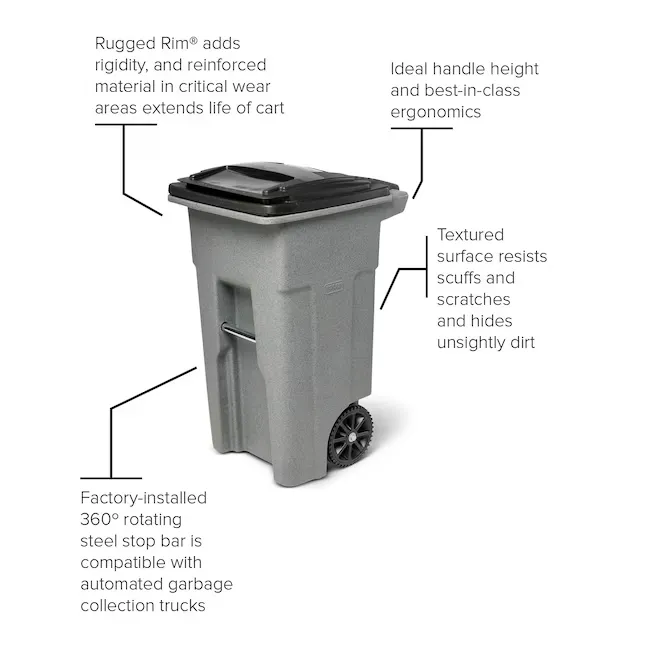 Toter 79232-R2200 32-Gallon Black Plastic Wheeled Indoor 1_11zon