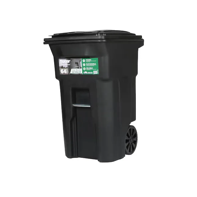 Toter 79264-B0200 64-Gallon Black Plastic Wheeled Indoor_11zon Toter 79264-B0200 64-Gallon Black Plastic Wheeled Indoor/Outdoor Hinged Lid Trash Can