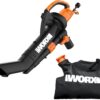 WORX 12 Amp Trivac 3-in-1 Electric Leaf Blower/Mulcher/Vacuum WG509 Metal Impeller for Fine Mulching
