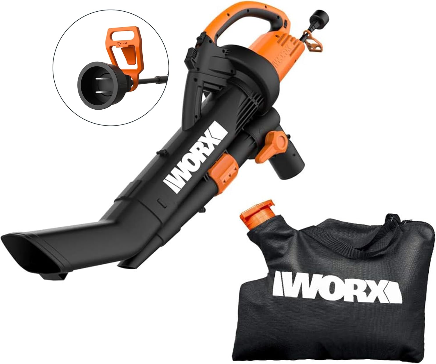 WORX 12 Amp Trivac 3-in-1 Electric Leaf Blower Mulcher Vacuum WG509 Metal Impeller for Fine Mulching1