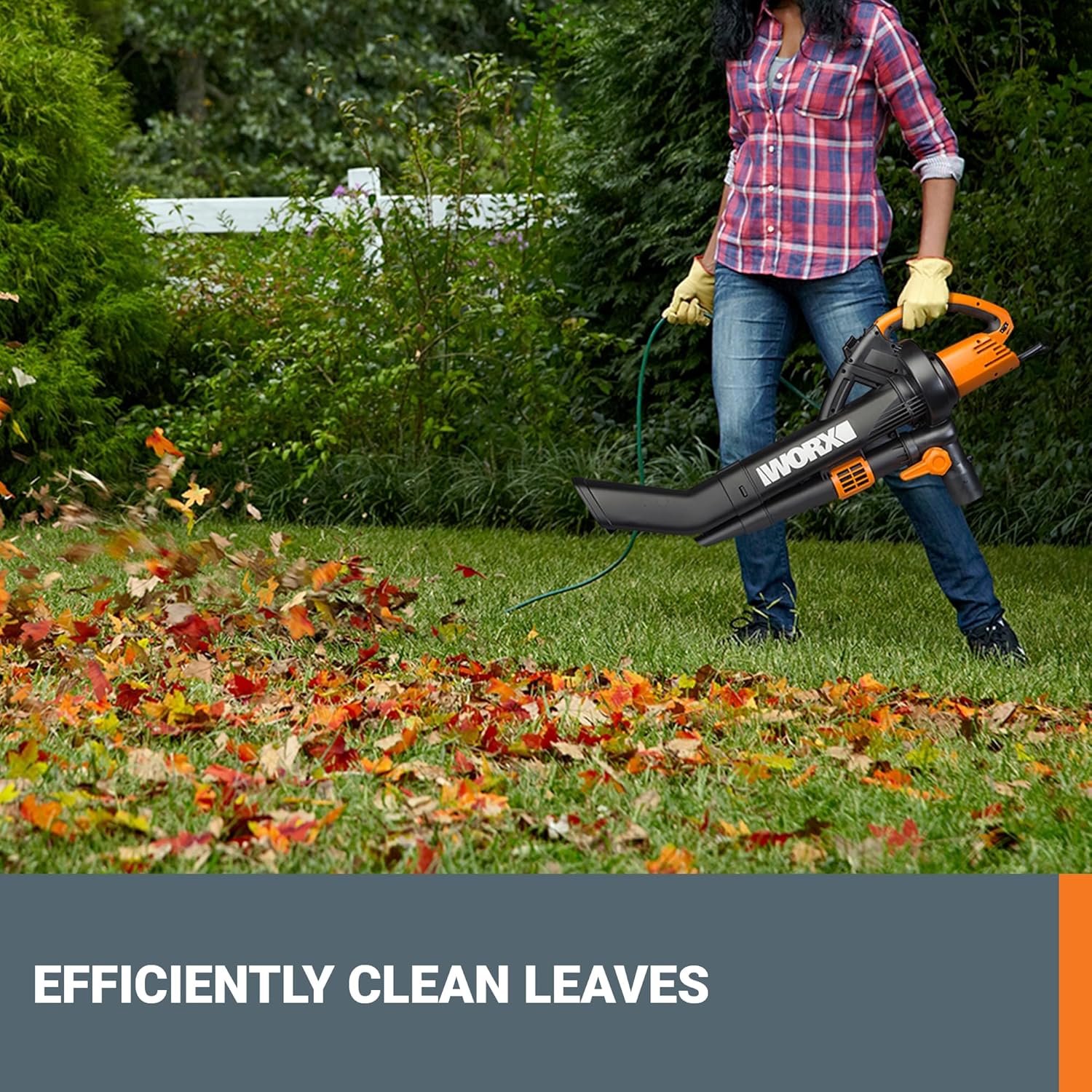 WORX 12 Amp Trivac 3-in-1 Electric Leaf Blower Mulcher Vacuum WG509 Metal Impeller for Fine Mulching22