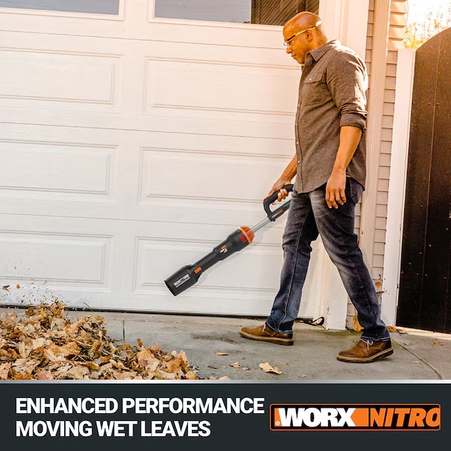 WORX WP595 Nitro Power Share 40-volt 620-CFM 165-MPH Battery Handheld Leaf Blower 4 Ah (Battery and Charger Included)0_11zon