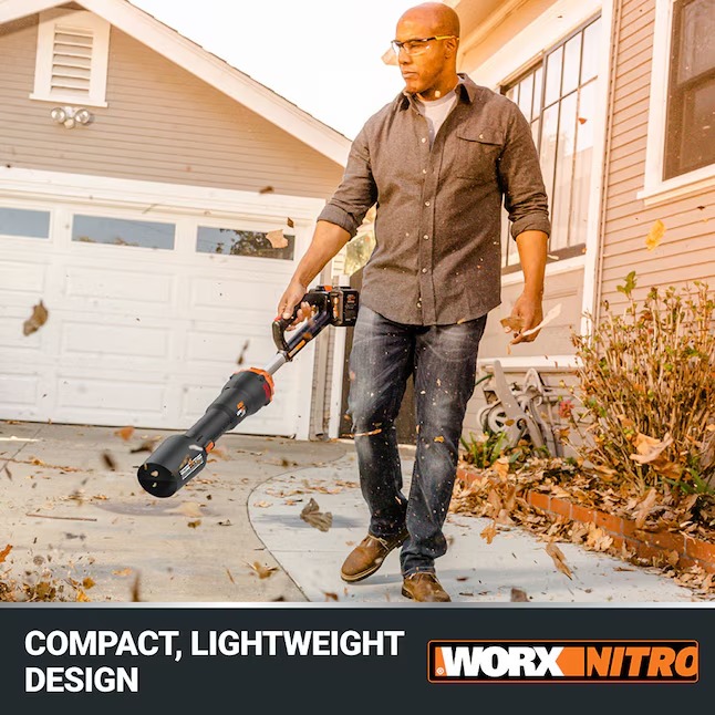 WORX WP595 Nitro Power Share 40-volt 620-CFM 165-MPH Battery Handheld Leaf Blower 4 Ah (Battery and Charger Included)11_11zon
