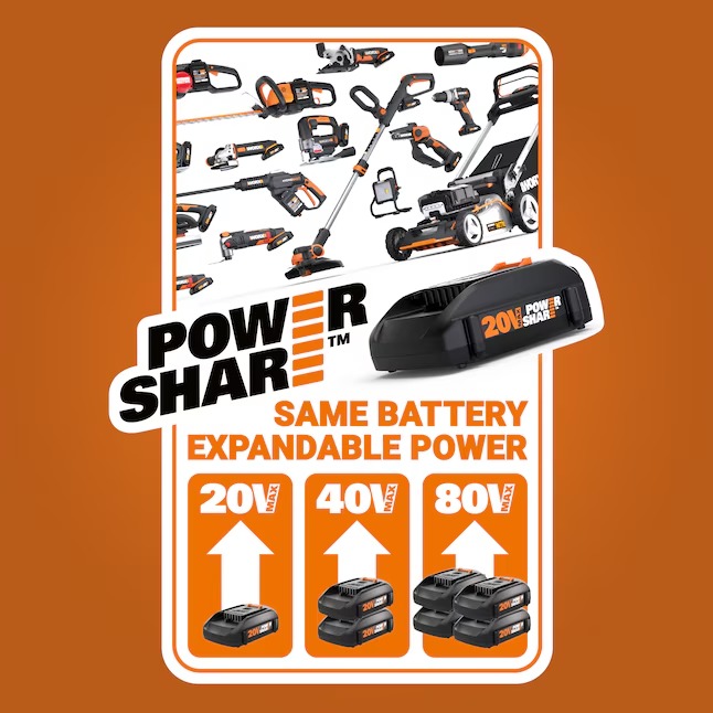 WORX WP595 Nitro Power Share 40-volt 620-CFM 165-MPH Battery Handheld Leaf Blower 4 Ah (Battery and Charger Included)2_11zon