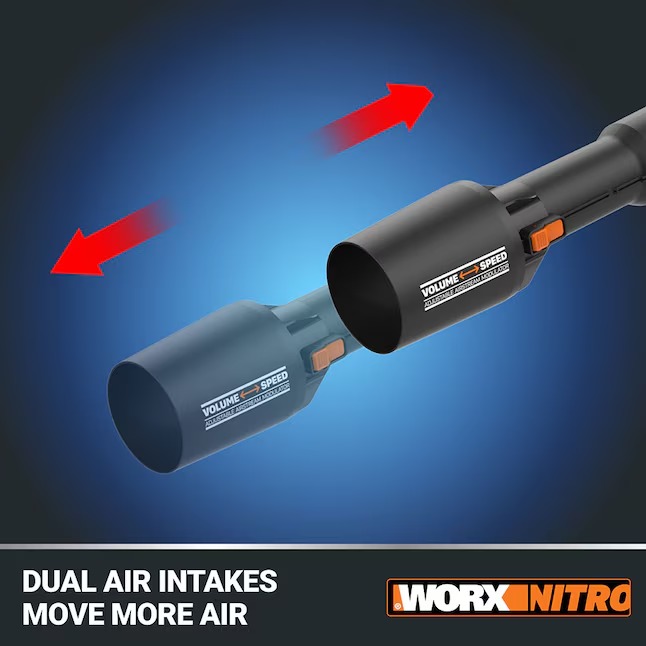 WORX WP595 Nitro Power Share 40-volt 620-CFM 165-MPH Battery Handheld Leaf Blower 4 Ah (Battery and Charger Included)7_11zon