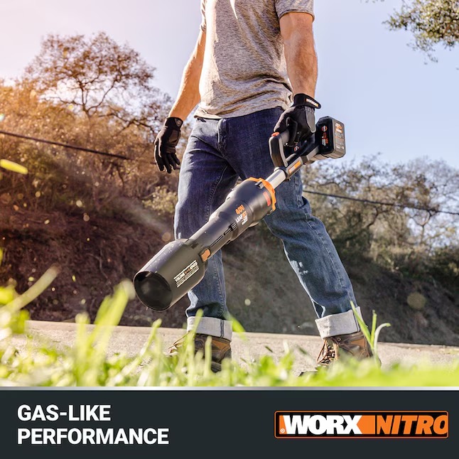 WORX WP595 Nitro Power Share 40-volt 620-CFM 165-MPH Battery Handheld Leaf Blower 4 Ah (Battery and Charger Included)8_11zon