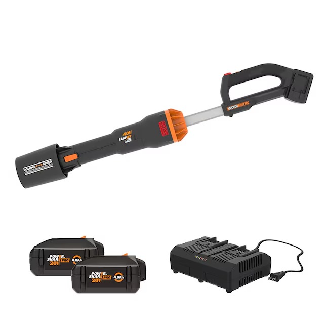 WORX WP595 Nitro Power Share 40-volt 620-CFM 165-MPH Battery Handheld Leaf Blower 4 Ah (Battery and Charger Included)_11zon WORX WP595 Nitro Power Share 40-volt 620-CFM 165-MPH Battery Handheld Leaf Blower 4 Ah (Battery and Charger Included)