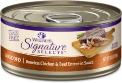 Wellness CORE Grain-Free Signature Selects Wet Cat Food, Natural Pet Food Made with Real Meat (Shredded Chicken & Beef Entree, 5.3 Ounces, Pack of 12)