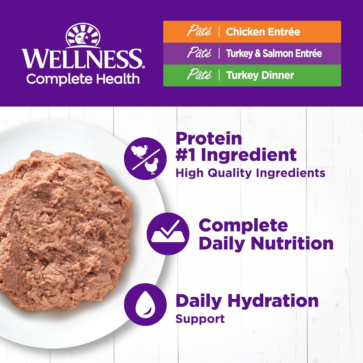 Wellness Complete Health Chicken & Turkey Pate Favorites Variety Pack, 3 Ounces (Pack of 24)3