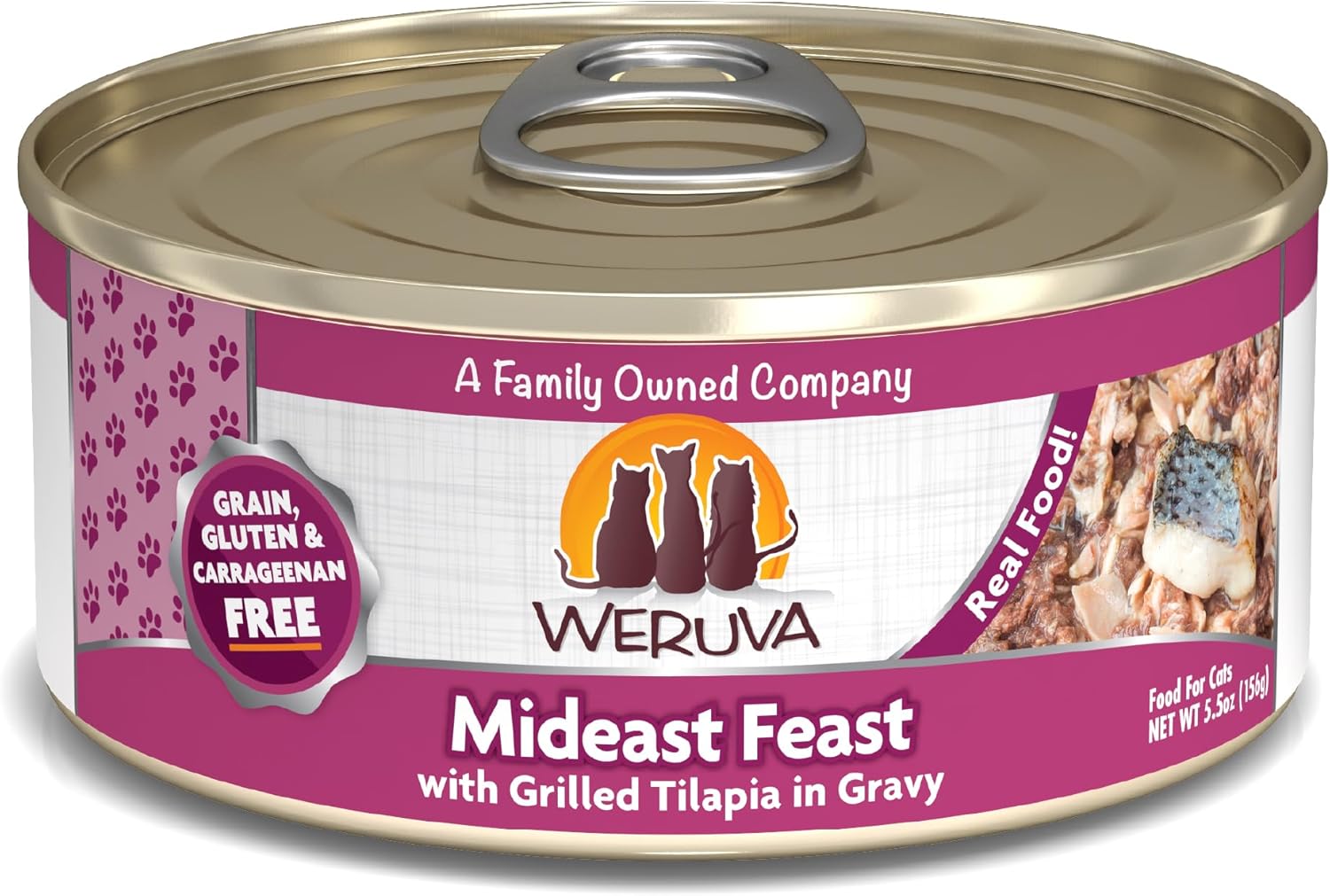 Weruva Classic Cat Food, Mideast Feast with Grilled Tilapia in Gravy, 5.5oz Can (Pack of 24) Weruva Classic Cat Food, Mideast Feast with Grilled Tilapia in Gravy, 5.5oz Can (Pack of 24)