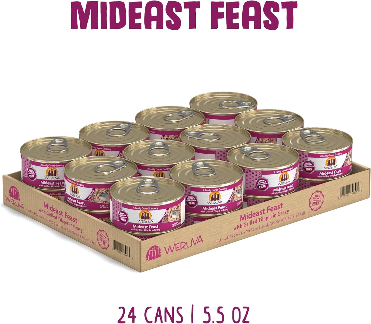 Weruva Classic Cat Food, Mideast Feast with Grilled Tilapia in Gravy, 5.5oz Can (Pack of 24)1
