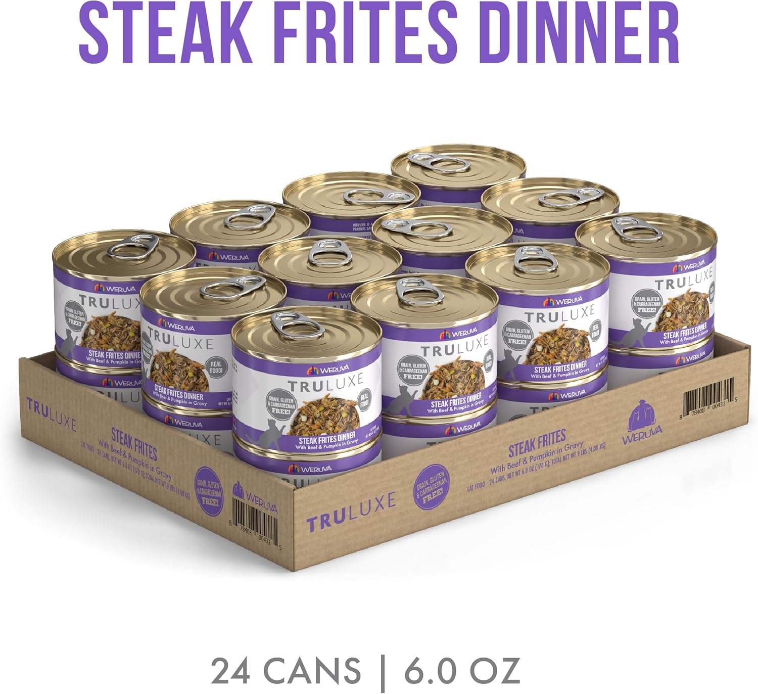 Weruva TruLuxe Cat Food, Steak Frites Dinner with Beef & Pumpkin in Gravy, 6oz Can (Pack of 24)1