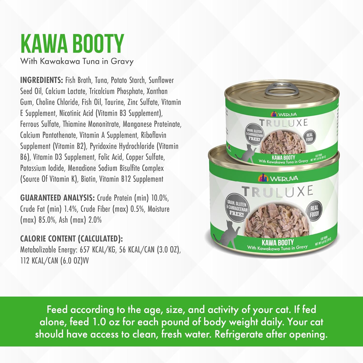 Weruva Truluxe Cat Food, Kawa Booty with Kawakawa Tuna in Gravy, 3Oz Can (Pack of 24)3