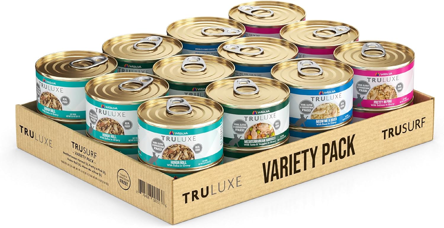 Weruva Truluxe Cat Food, Variety Pack, Trusurf, Wet Cat Food, 3Oz Cans (Pack of 24) Weruva Truluxe Cat Food, Variety Pack, Trusurf, Wet Cat Food, 3Oz Cans (Pack of 24)
