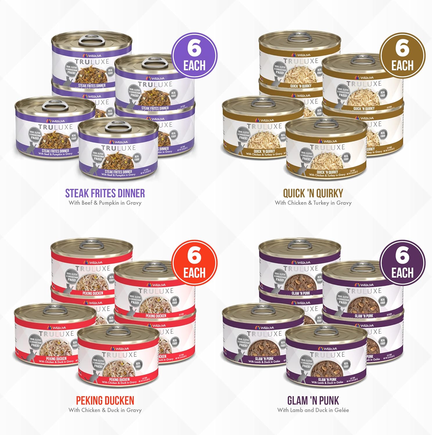 Weruva Truluxe Cat Food, Variety Pack, Truturf, Wet Cat Food, 3Oz Cans (Pack of 24)2