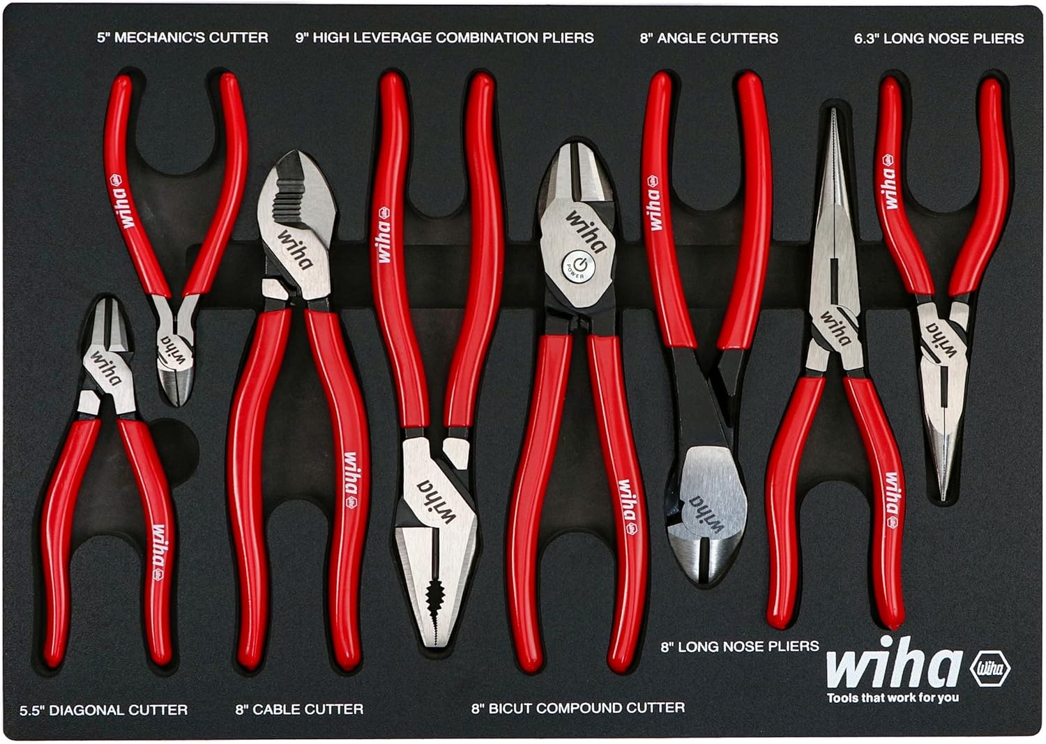 Wiha 34682 8 Piece Classic Grip Pliers and Cutters Tray Set Wiha 34682 8 Piece Classic Grip Pliers and Cutters Tray Set