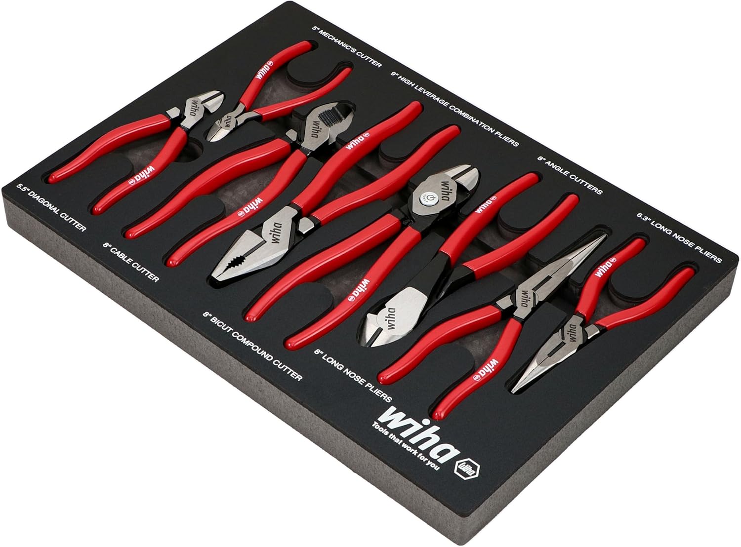 Wiha 34682 8 Piece Classic Grip Pliers and Cutters Tray Set1