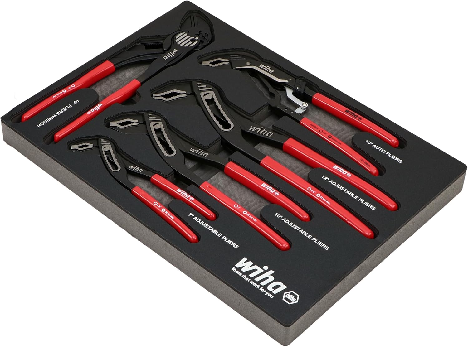 Wiha 34691 5 Piece Classic Grip V-Jaw Tongue and Groove Pliers Tray Set3