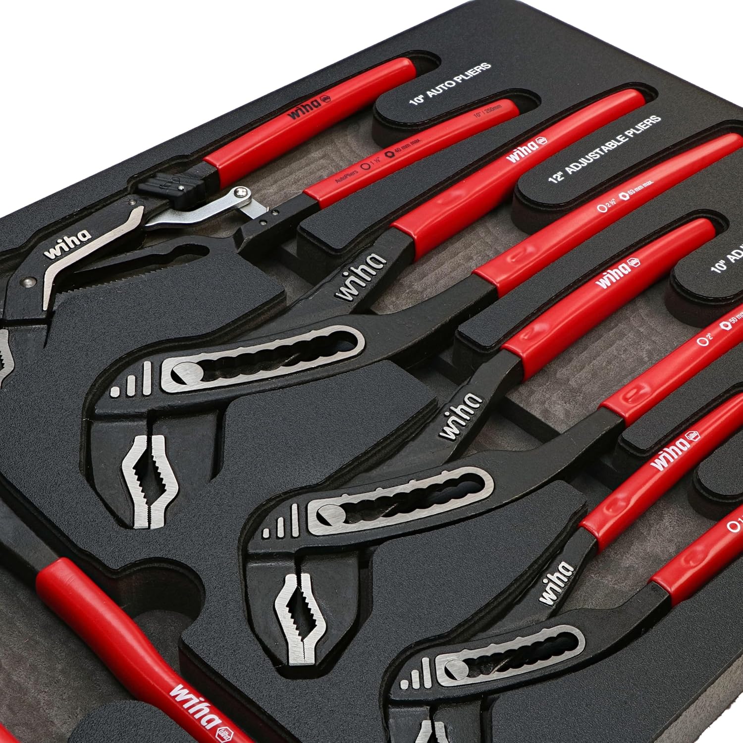 Wiha 34691 5 Piece Classic Grip V-Jaw Tongue and Groove Pliers Tray Set6
