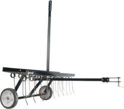 Agri-Fab 45-0294 40in Tow Behind Lawn Dethatcher, 20 Durable Spring Steel Tines Lawn dethatcher, Designed to pull behind Lawn and Garden Tractors, Black